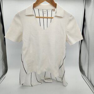 Anthropologie Knitted and Knotted v-neck collared cotton swing top, size XS